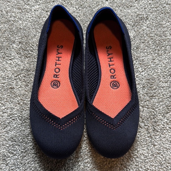 Rothy's navy blue rounded toe Flats Minimalist Design - Picture 1 of 9